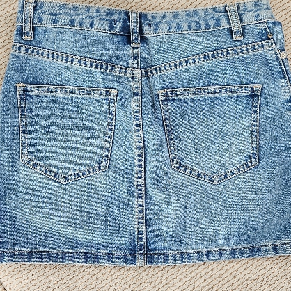 Embroidered Denim Skirt - Floral Design, Small, Like New - Picture 5 of 5